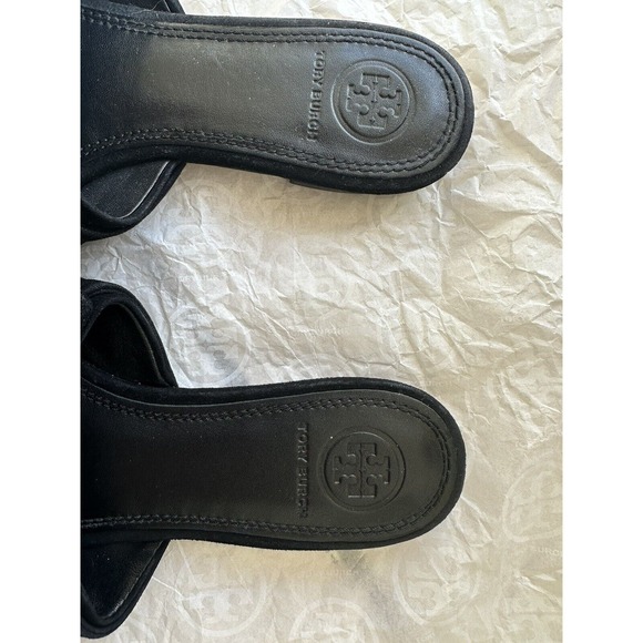 Tory Burch Annabelle Black Bow Slide Suede Sandals Women’s 5M - Picture 3 of 10